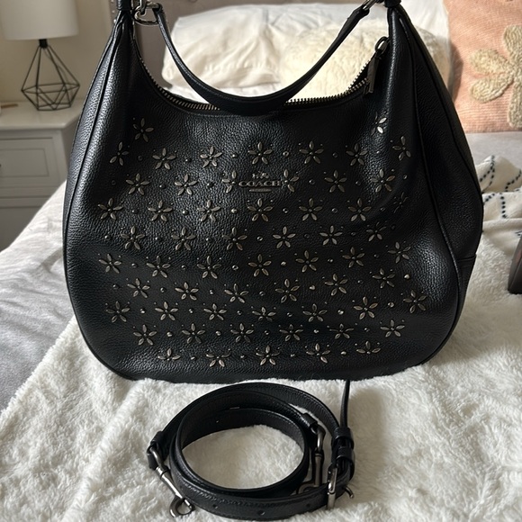 Coach black leather HOBO bag with prairie rivets details - Picture 3 of 10